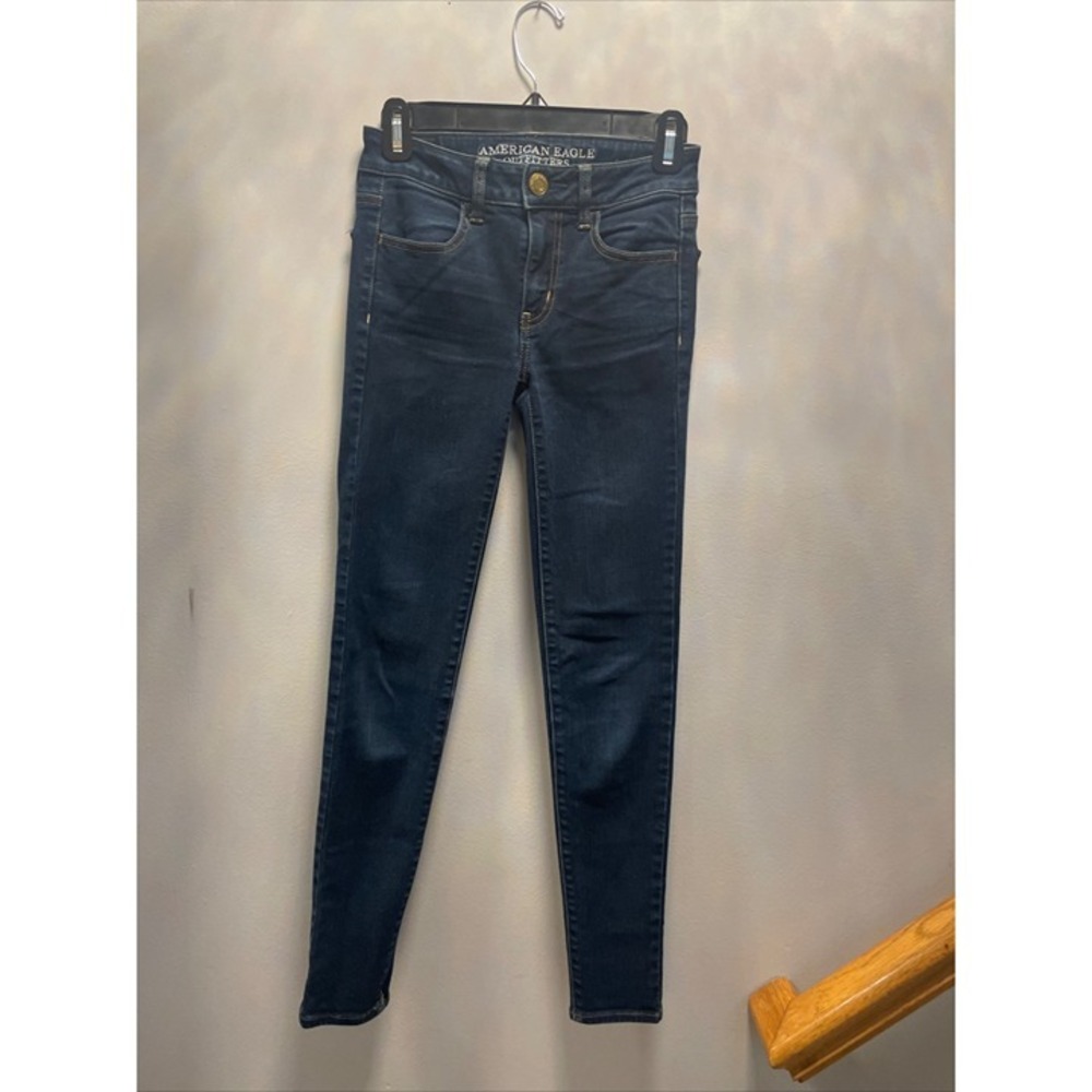 American Eagle Outfitters Sz 0 X Long Super Stretch Jegging  Skinny Blue Jeans